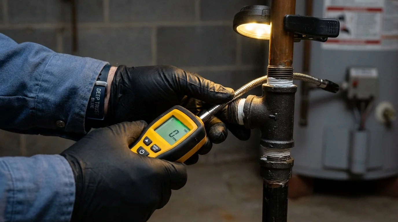 Gas leak detection with electronic sniffer by Johns Plumbing LLC in Riverside